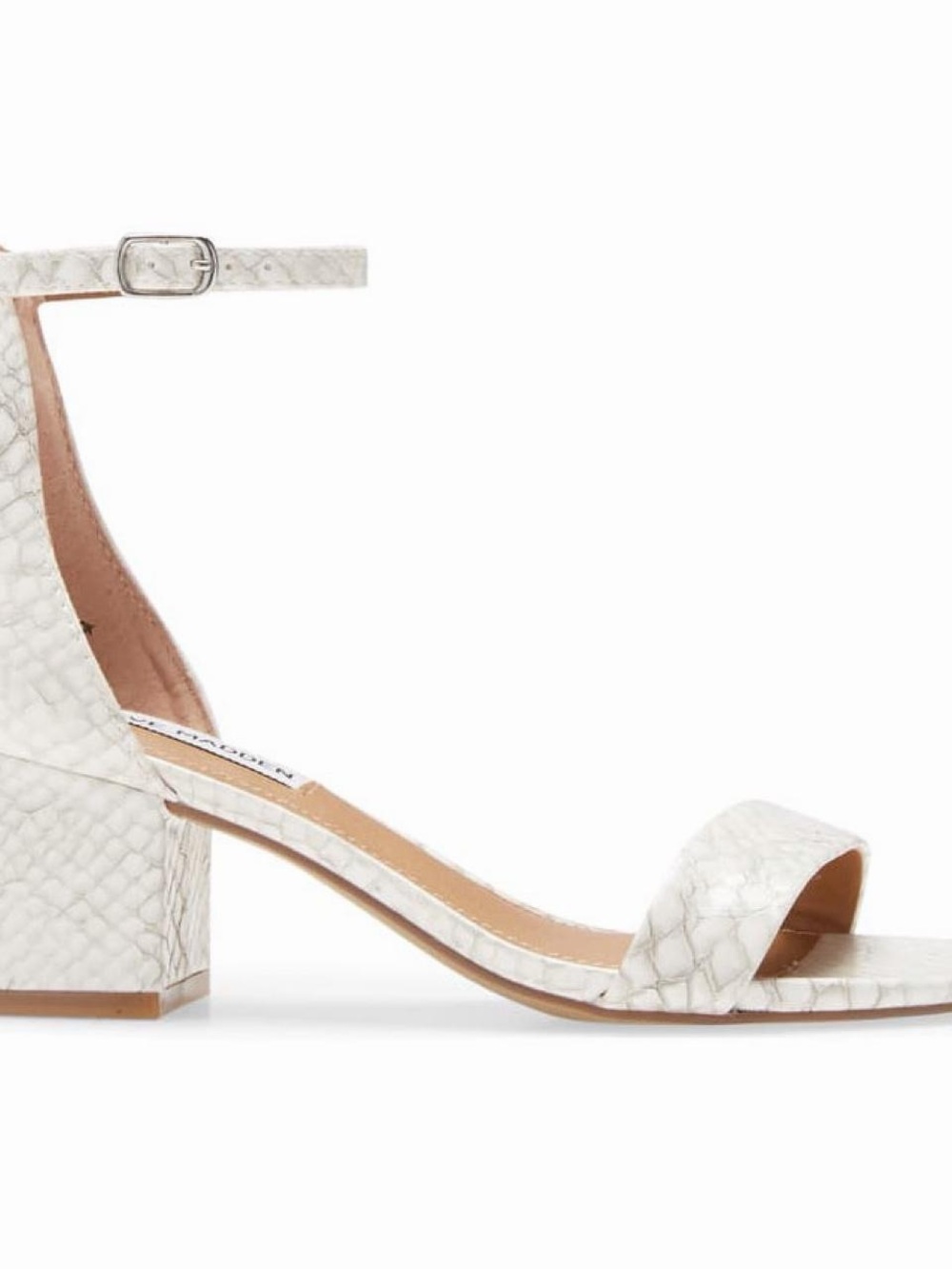 Steve Madden White Textured Heel Sandal with Ankle Strap